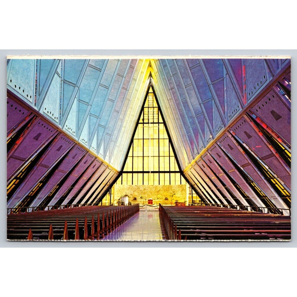 Protestant Cadet Chapel Postcard US Air Force Academy Colorado Springs 1971 Vtg